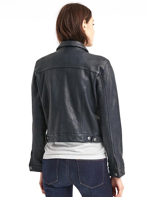 2 of 8 showing, with the color indigo of product Icon leather jacket