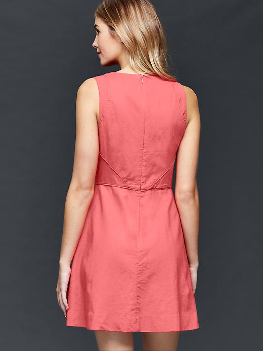 2 of 8 showing, with the color rose bush of product Linen-cotton fit & flare dress