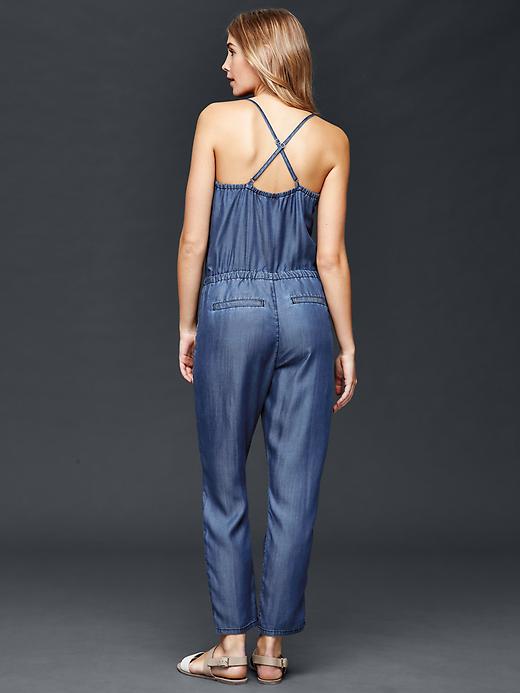 2 of 8 showing, with the color dark indigo of product 1969 TENCEL™ denim cami jumpsuit