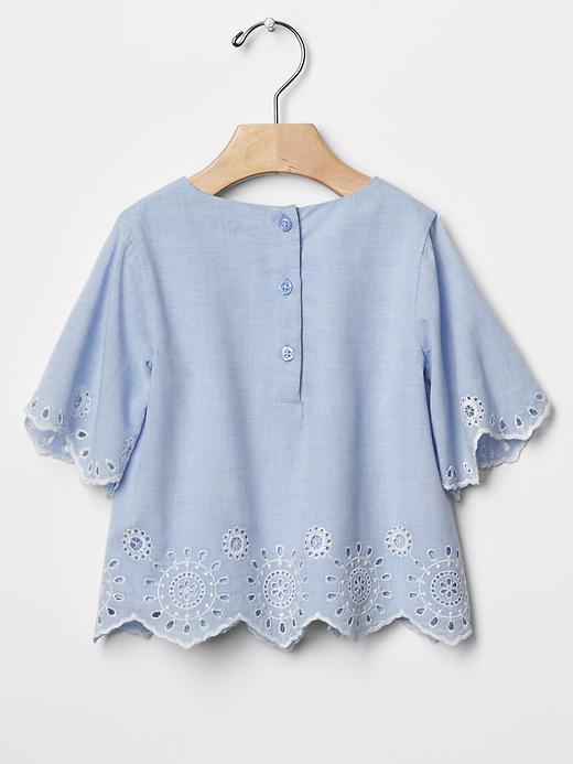 View large product image 2 of 3. Scallop eyelet top