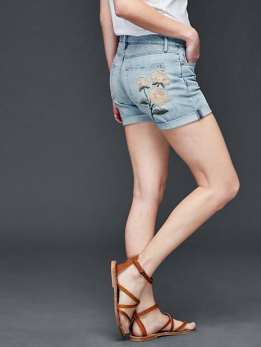 1 of 8 showing, with the color medium indigo of product ORIGINAL 1969 embroidered best girlfriend shorts
