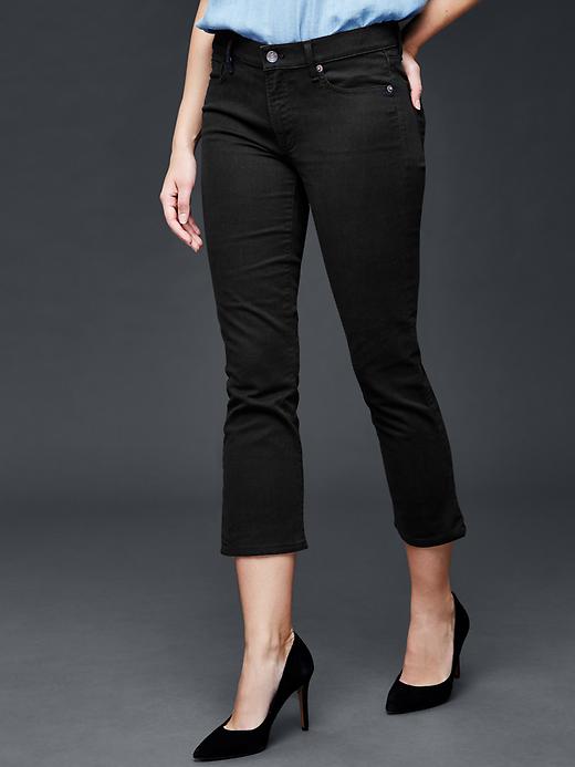 1 of 8 showing, with the color solid black of product AUTHENTIC 1969 crop kick jeans