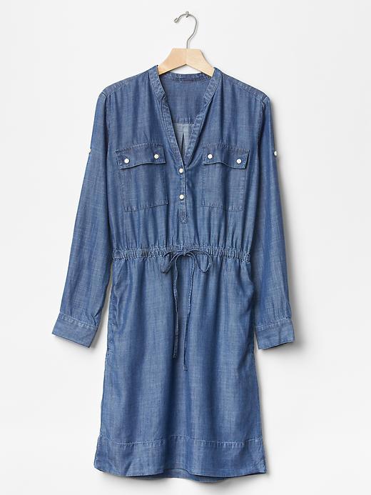 gap tencel denim dress Women's Denim Seamed Zip-Front Midi Dress by Gap Medium Wash Petite Size M