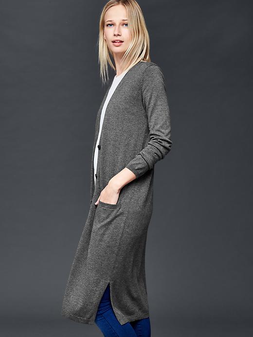1 of 8 showing, with the color charcoal of product Long cardigan