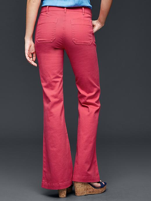 2 of 8 showing, with the color buoy red of product AUTHENTIC 1969 patch pocket flare jeans