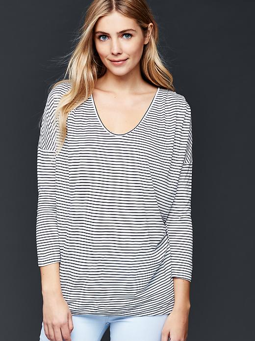 1 of 8 showing, with the color snow cap of product Stripe scoop neck tunic