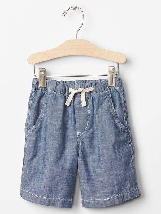 1 of 8 showing, with the color medium wash of product 1969 pull-on chambray shorts