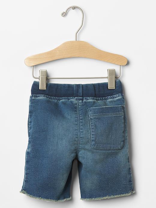 2 of 8 showing, with the color medium wash of product 1969 pull-on knit denim shorts