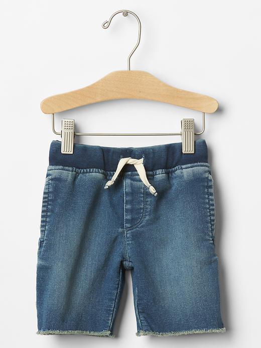 1 of 8 showing, with the color medium wash of product 1969 pull-on knit denim shorts