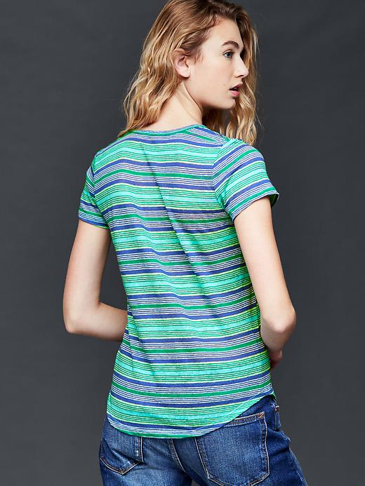 2 of 8 showing, with the color green stripe of product Multi stripe linen tee