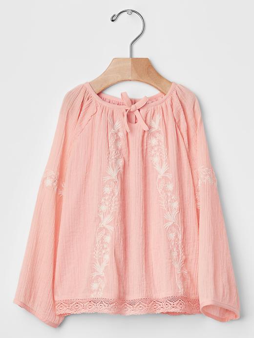 1 of 8 showing, with the color creamy coral of product Floral peasant top