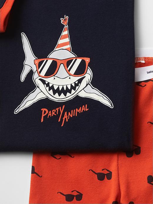 2 of 8 showing, with the color dark night of product Party shark short sleep set