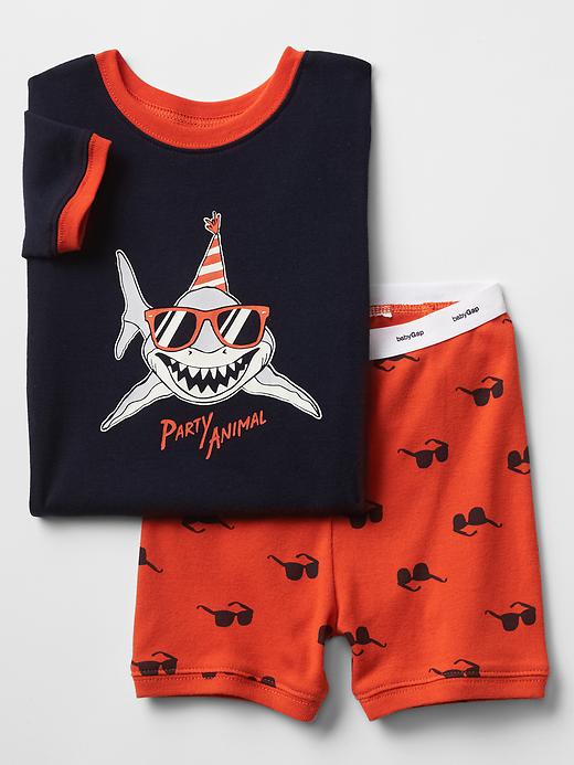 1 of 8 showing, with the color dark night of product Party shark short sleep set