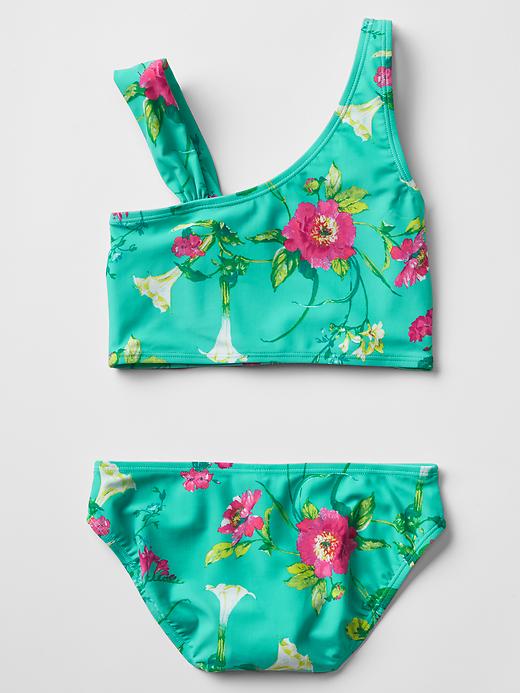 2 of 8 showing, with the color bright lake of product Floral asymmetrical swim two-piece