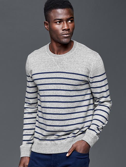 1 of 8 showing, with the color gray stripe of product Cotton stripe crew sweater
