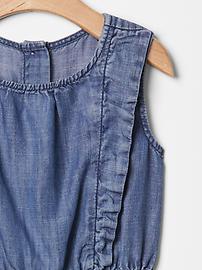 View large product image 3 of 3. 1969 chambray ruffle romper