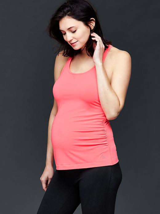 1 of 8 showing, with the color sassy pink of product Maternity GapFit Breathe racerback tank