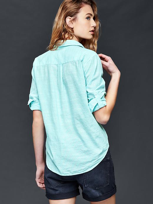 2 of 8 showing, with the color aqua tide of product Fine stripe henley