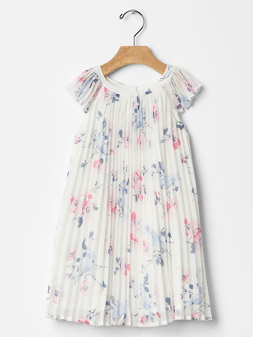 1 of 8 showing, with the color bird print of product Floral pleated flutter dress