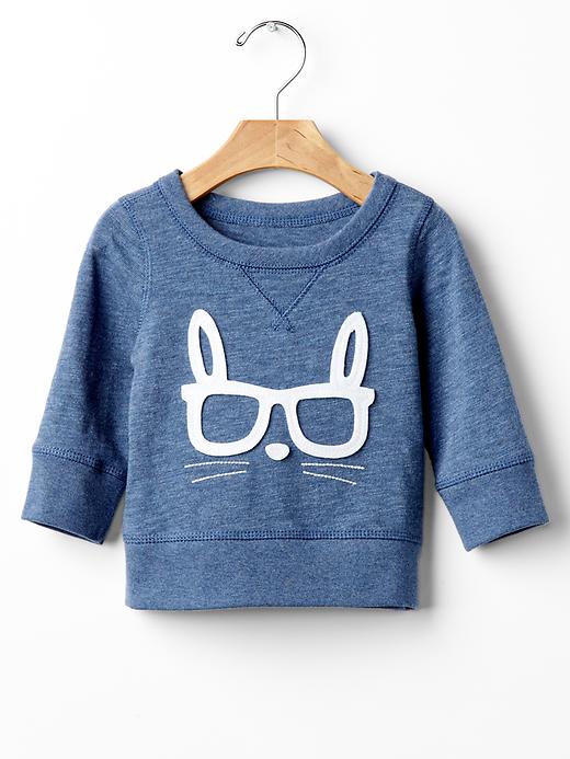 1 of 8 showing, with the color blue heather of product Bunny face sweatshirt