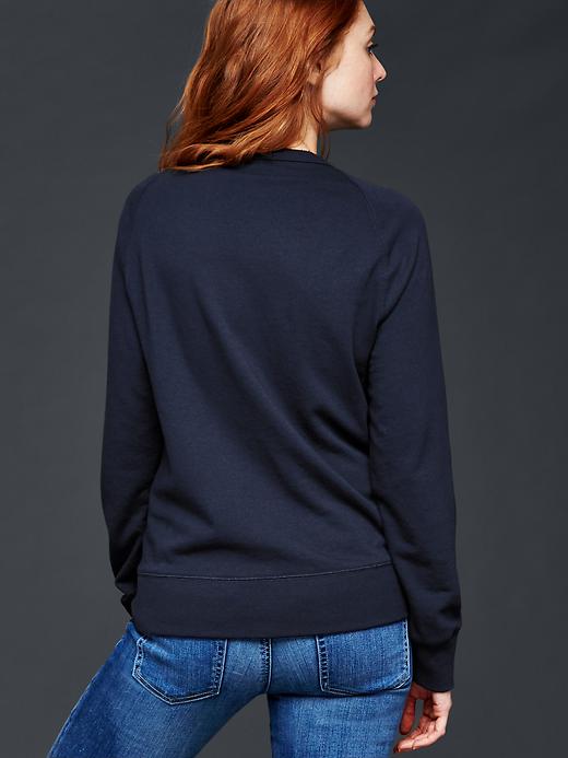 2 of 8 showing, with the color crayon true indigo of product Patchwork logo crew pullover