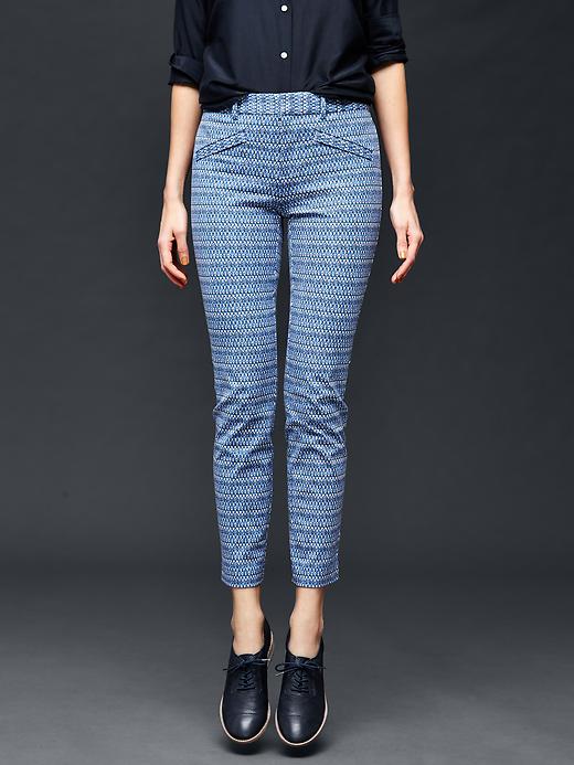 1 of 8 showing, with the color blue print of product Skinny Ankle Pants