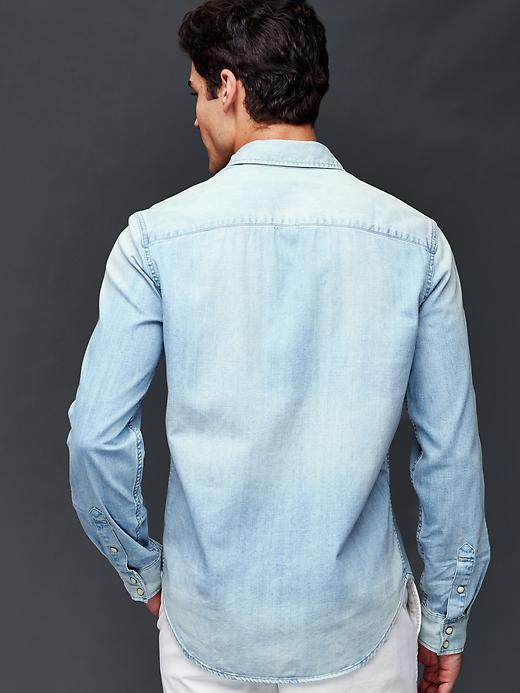 2 of 8 showing, with the color bleached of product 1969 bleached western denim shirt