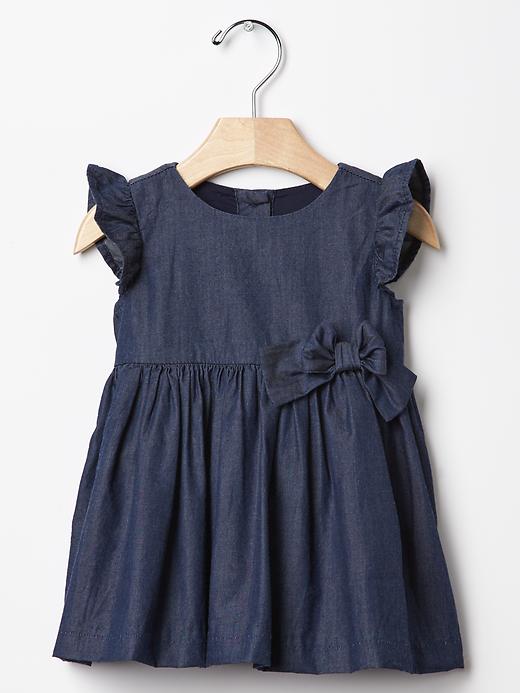 View large product image 1 of 3. 1969 Flutter Bow Chambray Dress