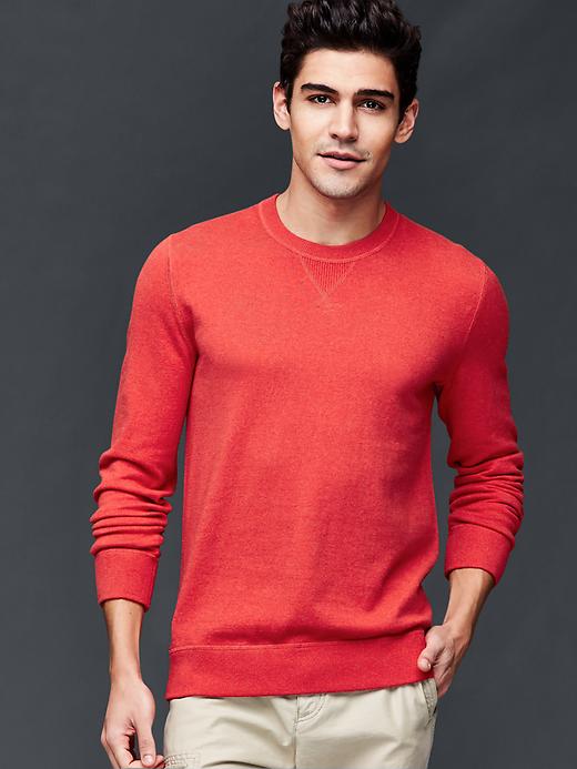 1 of 8 showing, with the color red heather of product Cotton crew sweater
