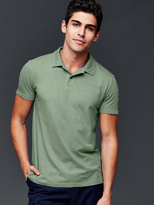 1 of 8 showing, with the color desert cactus of product Vintage wash polo
