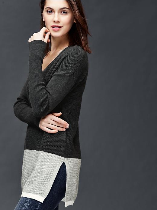 1 of 8 showing, with the color dark charcoal of product Brooklyn colorblock pullover sweater