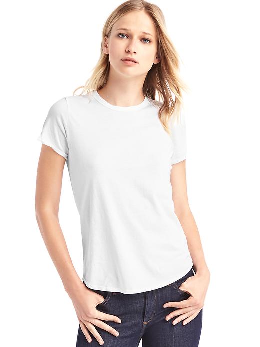 1 of 8 showing, with the color optic white of product Vintage wash crewneck tee