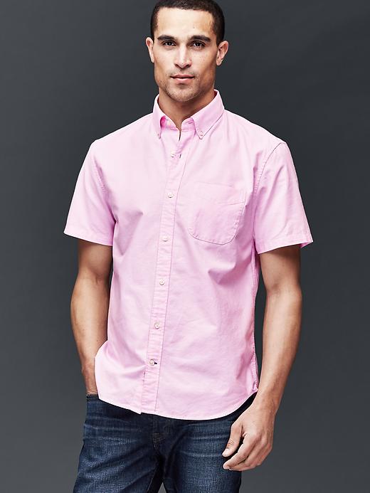 1 of 8 showing, with the color primrose pink of product Oxford short sleeve standard fit shirt