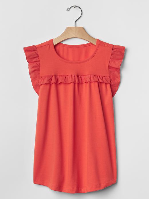 1 of 8 showing, with the color BLOOD ORANGE 622 of product Ruffle flutter top