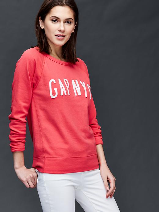 1 of 8 showing, with the color rose bush of product NYC logo crew pullover