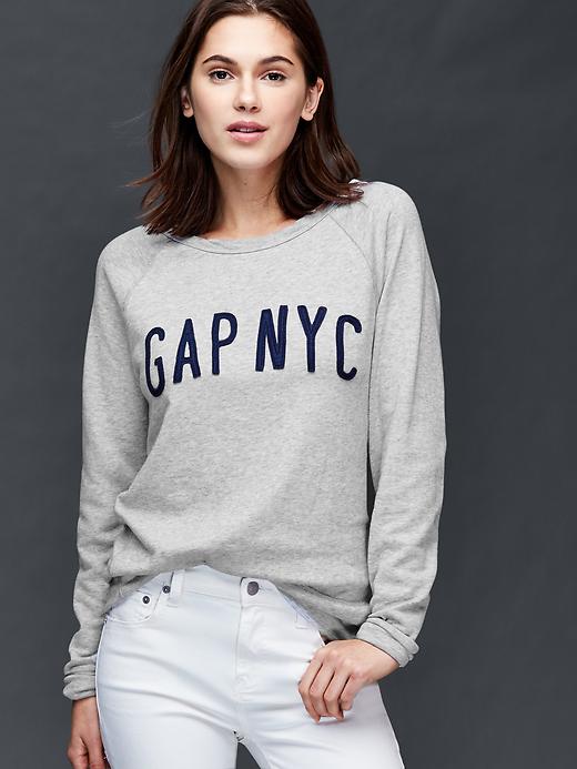 1 of 8 showing, with the color gray light of product NYC logo crew pullover