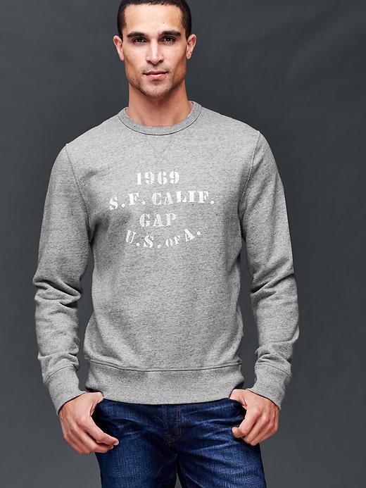 1 of 8 showing, with the color heather grey of product Stencil logo crew sweatshirt