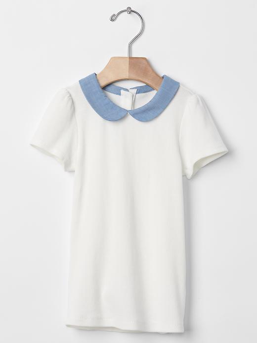 1 of 8 showing, with the color new off white of product Contrast round collar top