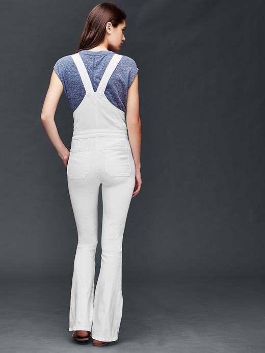 2 of 8 showing, with the color white of product 1969 denim flare overalls