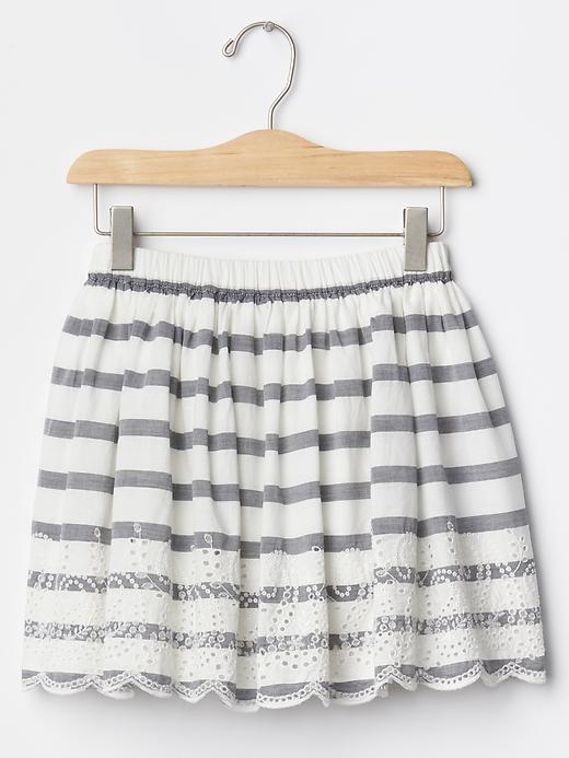 1 of 8 showing, with the color new off white of product Stripe eyelet flippy skirt