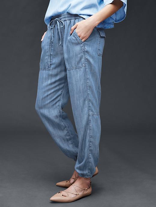1 of 8 showing, with the color medium chambray of product TENCEL™ utility jogger