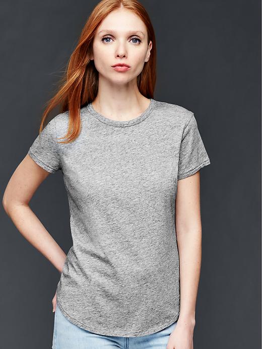 1 of 8 showing, with the color marled heather grey of product Vintage wash crewneck tee