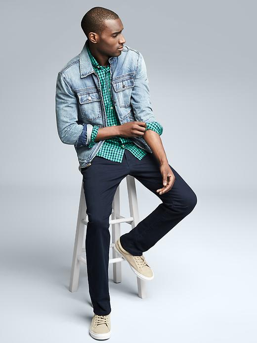 2 of 8 showing, with the color green malachite of product True wash poplin gingham standard fit shirt