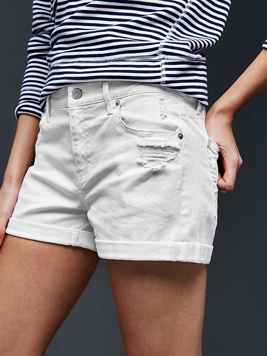 1 of 8 showing, with the color destructed white of product ORIGINAL 1969 destructed best girlfriend shorts