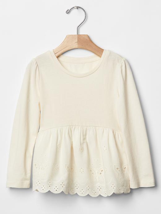 1 of 8 showing, with the color ivory frost of product Butterfly eyelet peplum top