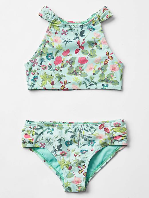 1 of 8 showing, with the color shore blue of product Floral swim two-piece