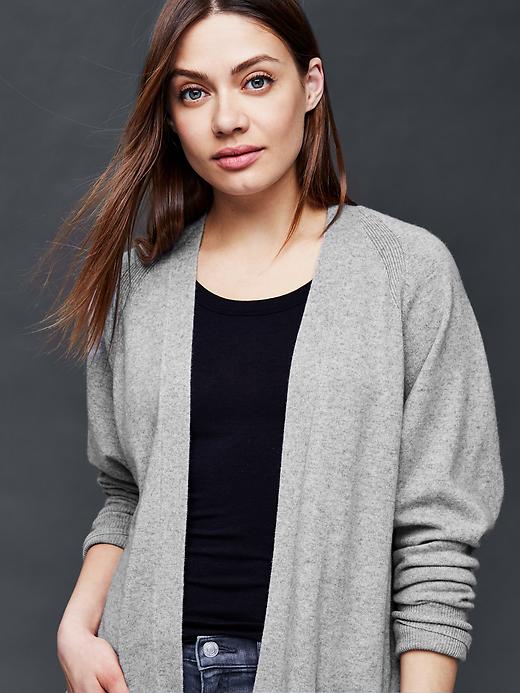 1 of 8 showing, with the color heather grey of product Wool/cashmere open cardigan