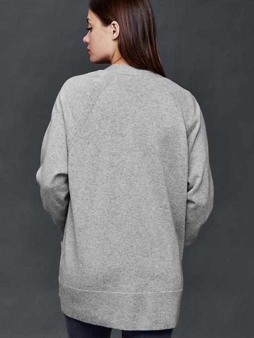 2 of 8 showing, with the color heather grey of product Wool/cashmere open cardigan