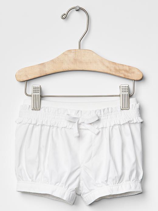 1 of 8 showing, with the color optic white of product Ruffle-trim bubble shorts