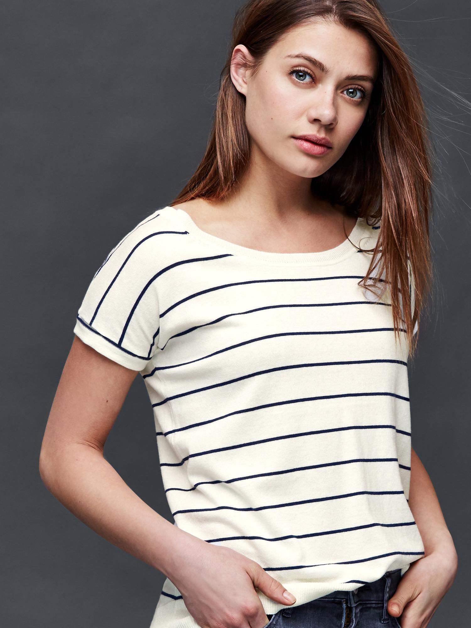 Stripe short sleeve dolman sweater Gap